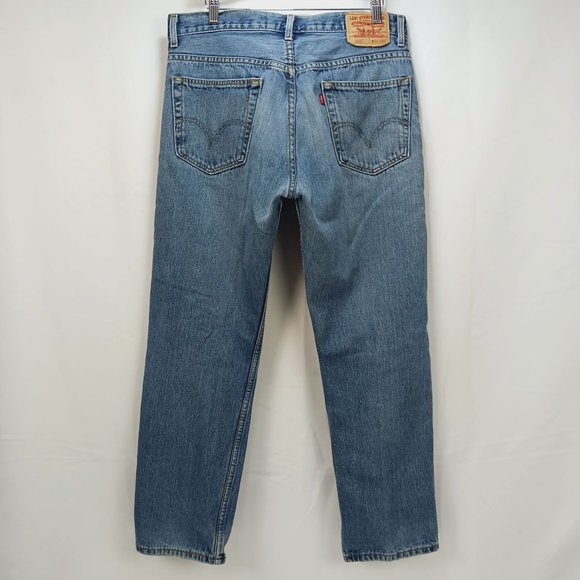 LEVI'S 505 CLASSIC FIT STRAIGHT LEG BLUE JEANS 34X30 (ACT 33X29) - Picture 4 of 15